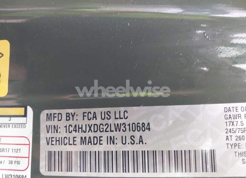 Photo 9 of 2020 Jeep Wrangler UNLIMITED SPORT 4X4 (VIN 1C4HJXDG2LW310684)