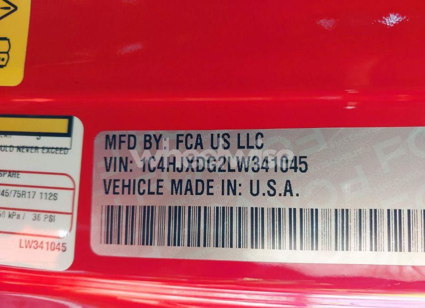 Photo 9 of 2020 Jeep Wrangler UNLIMITED SPORT 4X4 (VIN 1C4HJXDG2LW341045)