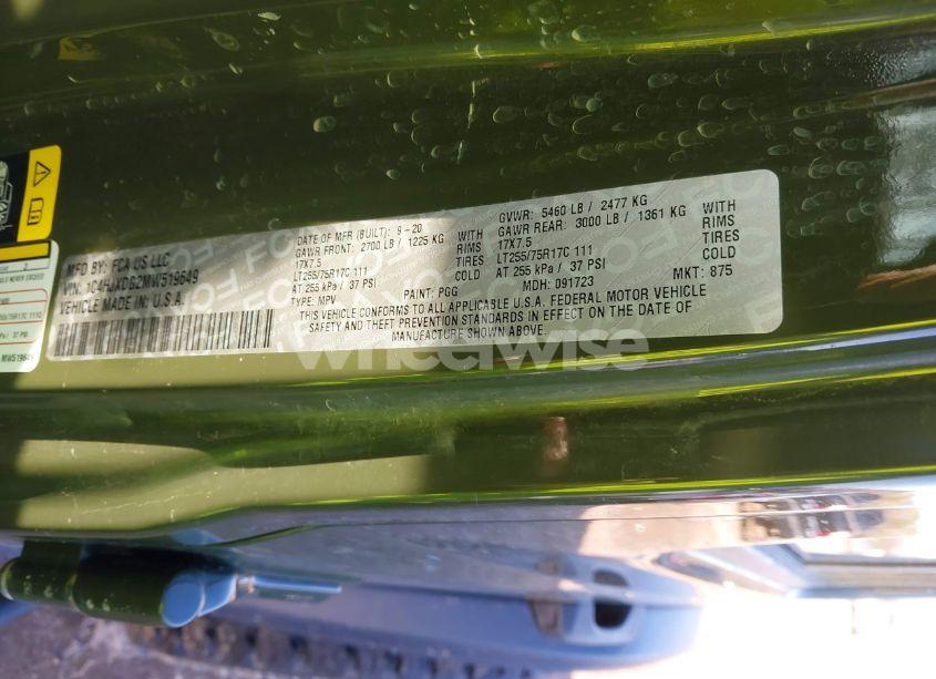 Photo 9 of 2021 Jeep Wrangler UNLIMITED WILLYS 4X4 (VIN 1C4HJXDG2MW519649)