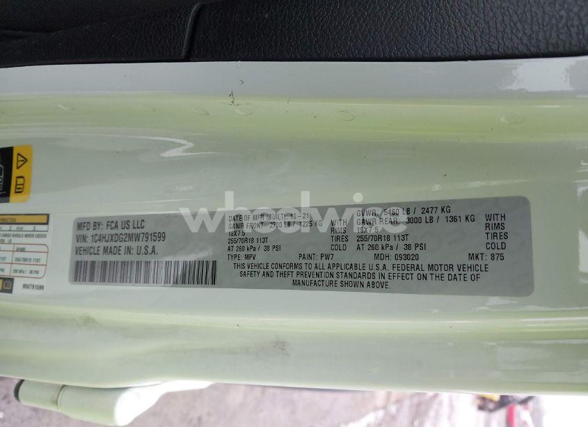 Photo 9 of 2021 Jeep Wrangler UNLIMITED SPORT ALTITUDE 4X4 (VIN 1C4HJXDG2MW791599)