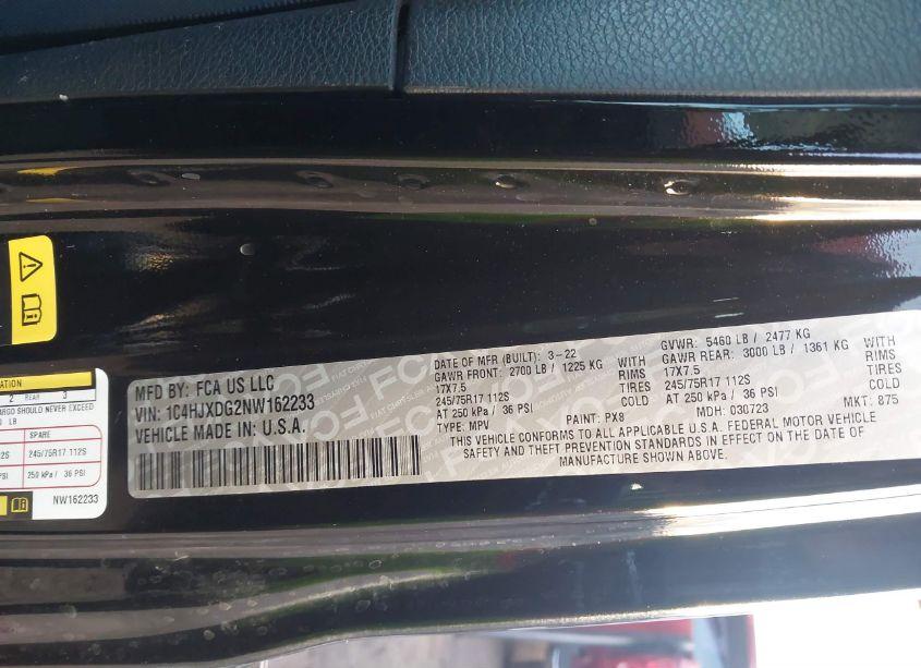 Photo 9 of 2022 Jeep Wrangler UNLIMITED SPORT S 4X4 (VIN 1C4HJXDG2NW162233)