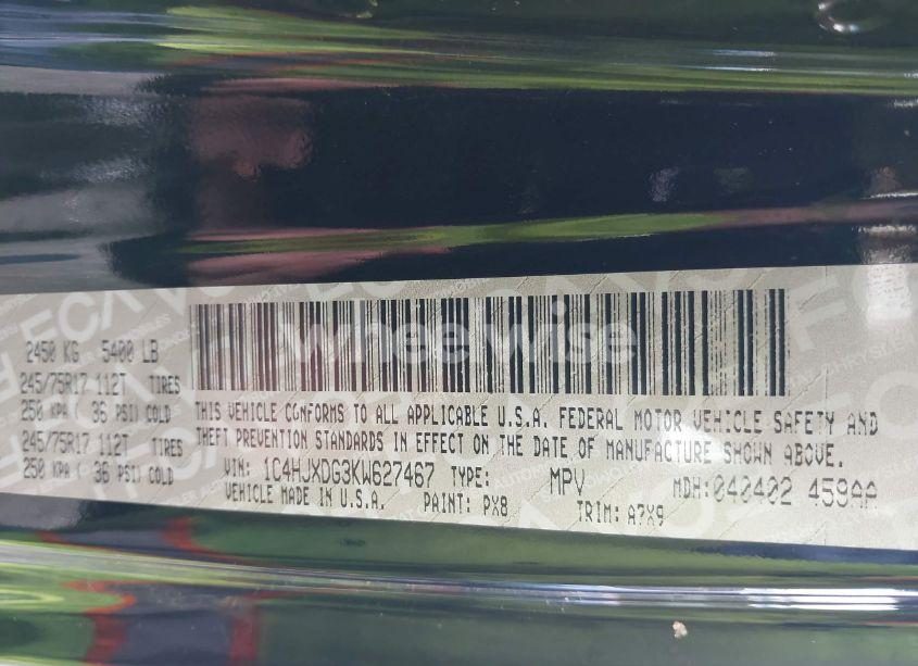 Photo 9 of 2019 Jeep Wrangler UNLIMITED SPORT S 4X4 (VIN 1C4HJXDG3KW627467)