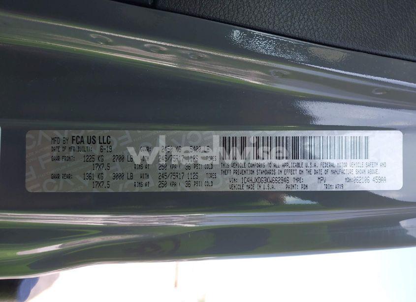 Photo 9 of 2019 Jeep Wrangler UNLIMITED SPORT S 4X4 (VIN 1C4HJXDG3KW662946)