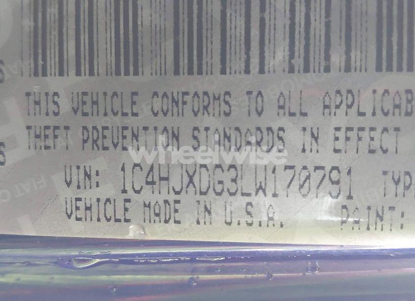 Photo 9 of 2020 Jeep Wrangler UNLIMITED SPORT S 4X4 (VIN 1C4HJXDG3LW170791)