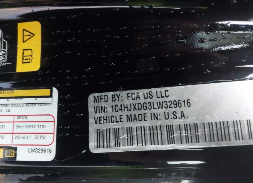 Photo 9 of 2020 Jeep Wrangler UNLIMITED SPORT ALTITUDE 4X4 (VIN 1C4HJXDG3LW329616)