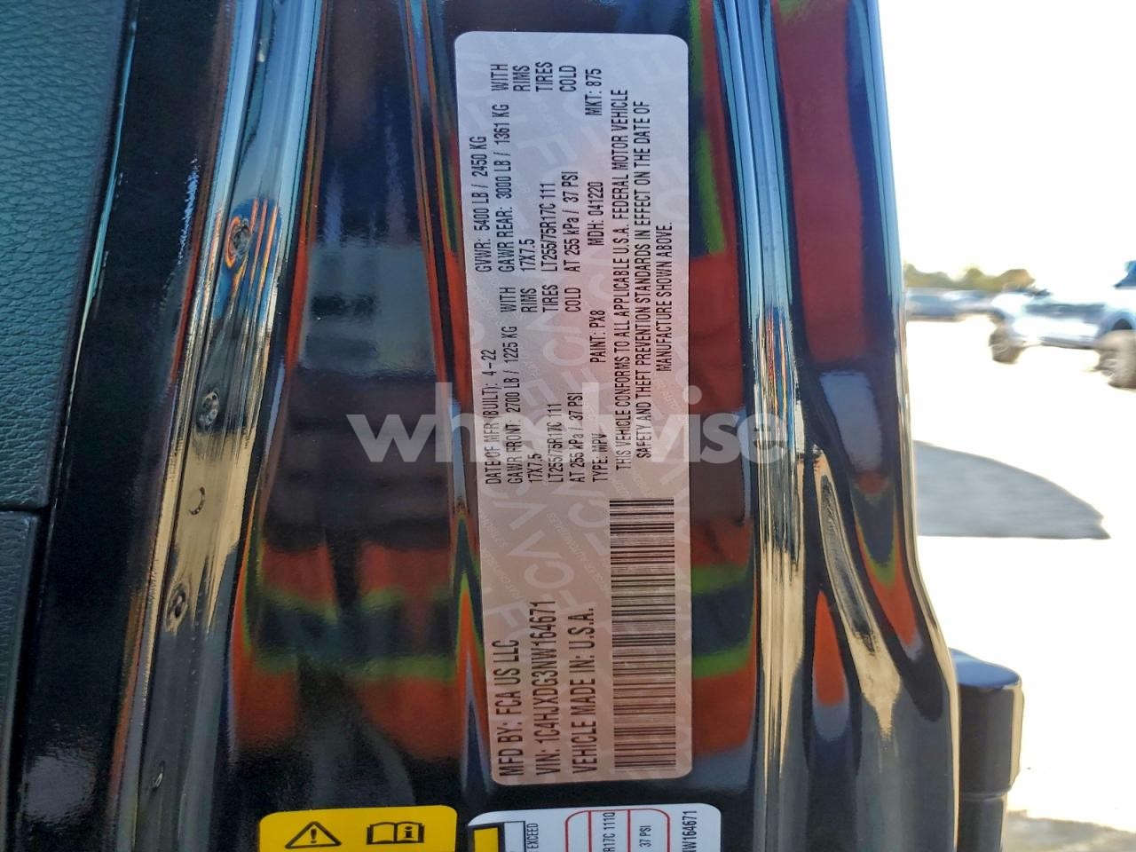 Photo 13 of 2022 JEEP WRANGLER UNLIMITED SPORT (VIN 1C4HJXDG3NW164671)