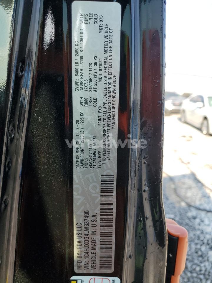 Photo 12 of 2020 JEEP WRANGLER UNLIMITED SPORT (VIN 1C4HJXDG4LW337496)