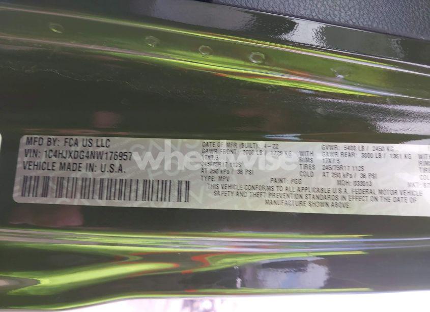 Photo 9 of 2022 Jeep Wrangler UNLIMITED SPORT S 4X4 (VIN 1C4HJXDG4NW176957)