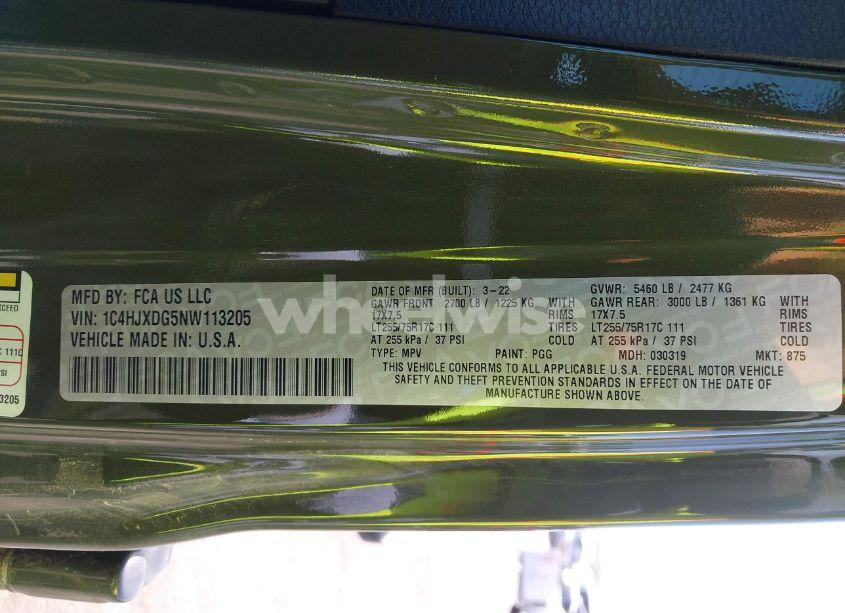 Photo 9 of 2022 Jeep Wrangler UNLIMITED WILLYS 4X4 (VIN 1C4HJXDG5NW113205)