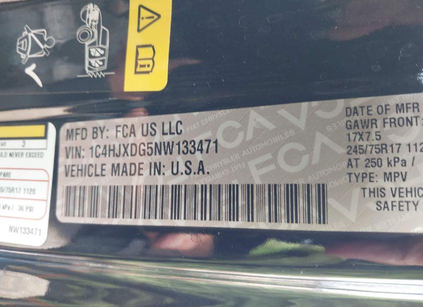 Photo 9 of 2022 Jeep Wrangler UNLIMITED SPORT 4X4 (VIN 1C4HJXDG5NW133471)