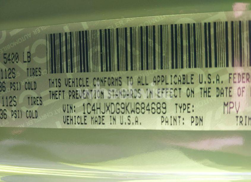 Photo 9 of 2019 Jeep Wrangler UNLIMITED SPORT S 4X4 (VIN 1C4HJXDG9KW684689)