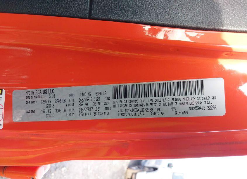 Photo 9 of 2018 Jeep Wrangler UNLIMITED SPORT 4X4 (VIN 1C4HJXDGXJW172339)