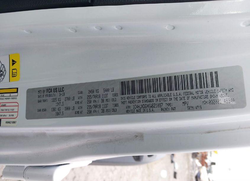 Photo 9 of 2019 Jeep Wrangler UNLIMITED SPORT ALTITUDE 4X4 (VIN 1C4HJXDGXKW621097)
