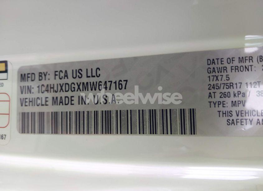 Photo 9 of 2021 Jeep Wrangler UNLIMITED ISLANDER 4X4 (VIN 1C4HJXDGXMW647167)