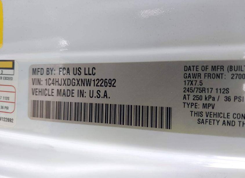 Photo 9 of 2022 Jeep Wrangler UNLIMITED SPORT S 4X4 (VIN 1C4HJXDGXNW122692)