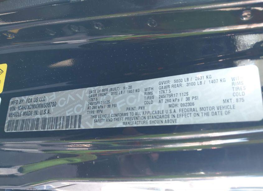 Photo 9 of 2021 Jeep Wrangler UNLIMITED SPORT S 4X4 (VIN 1C4HJXDMXMW538780)