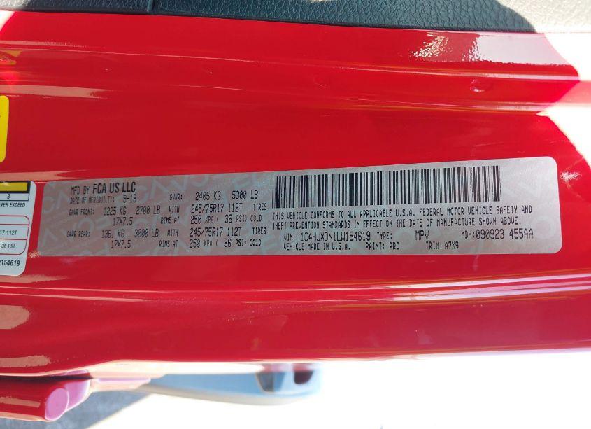 Photo 9 of 2020 Jeep Wrangler UNLIMITED SPORT S 4X4 (VIN 1C4HJXDN1LW154619)