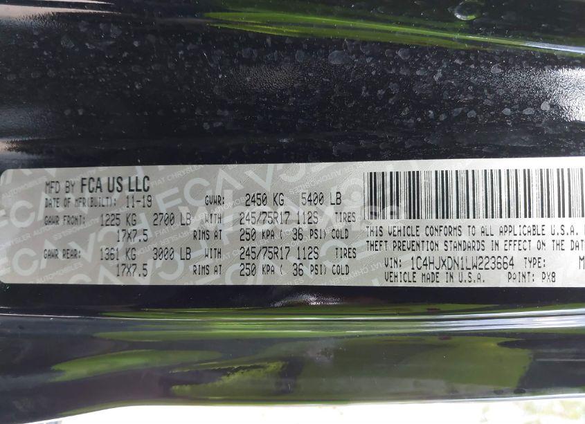 Photo 9 of 2020 Jeep Wrangler UNLIMITED SPORT S 4X4 (VIN 1C4HJXDN1LW223664)