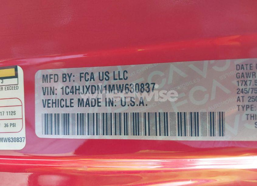 Photo 9 of 2021 Jeep Wrangler UNLIMITED SPORT S 4X4 (VIN 1C4HJXDN1MW630837)