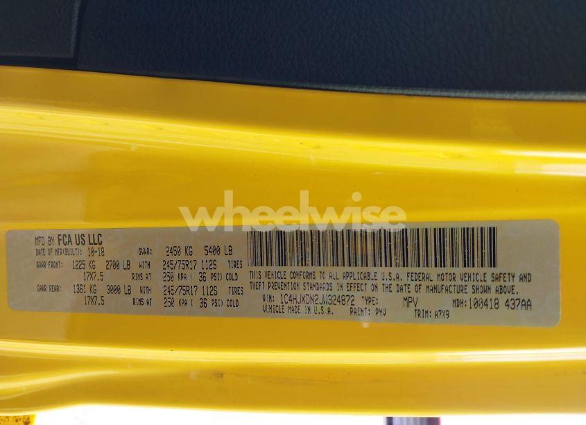 Photo 9 of 2018 Jeep Wrangler UNLIMITED SPORT S 4X4 (VIN 1C4HJXDN2JW324872)