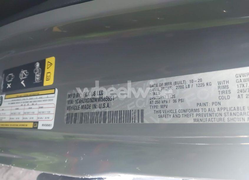 Photo 9 of 2021 Jeep Wrangler UNLIMITED SPORT S 4X4 (VIN 1C4HJXDN2MW585651)