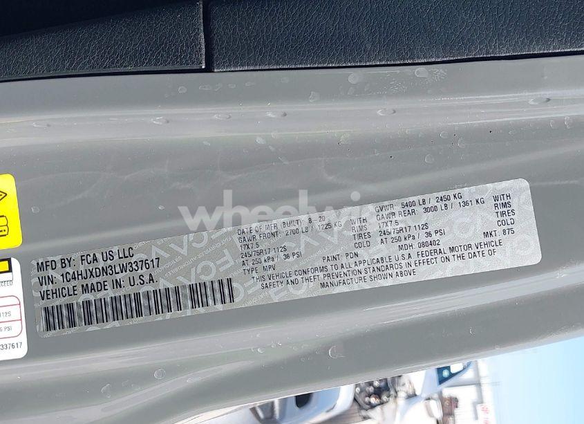 Photo 9 of 2020 Jeep Wrangler UNLIMITED SPORT S 4X4 (VIN 1C4HJXDN3LW337617)