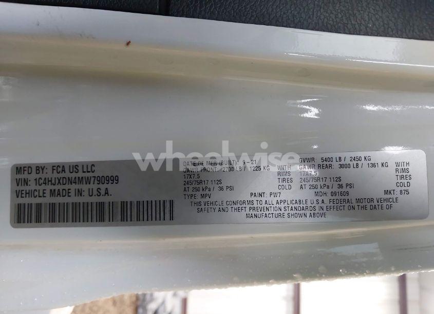 Photo 9 of 2021 Jeep Wrangler UNLIMITED SPORT 4X4 (VIN 1C4HJXDN4MW790999)