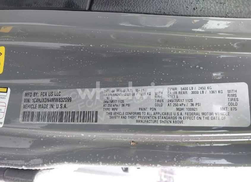 Photo 9 of 2021 Jeep Wrangler UNLIMITED SPORT S 4X4 (VIN 1C4HJXDN4MW832099)