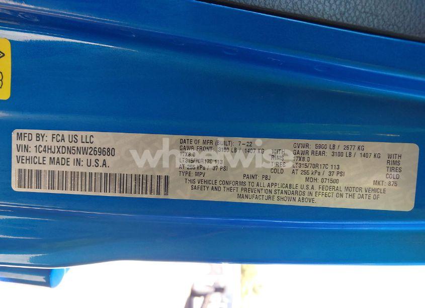 Photo 9 of 2022 Jeep Wrangler UNLIMITED WILLYS (VIN 1C4HJXDN5NW269680)