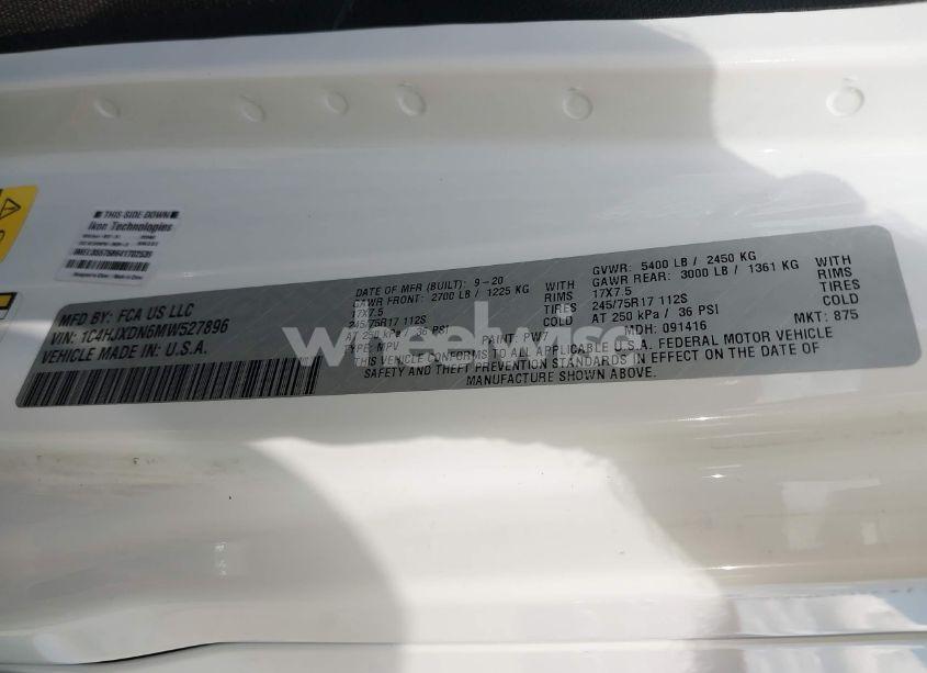 Photo 9 of 2021 Jeep Wrangler UNLIMITED SPORT S 4X4 (VIN 1C4HJXDN6MW527896)