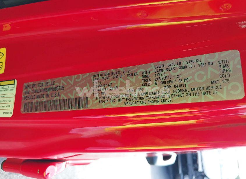 Photo 9 of 2021 Jeep Wrangler UNLIMITED FREEDOM 4X4 (VIN 1C4HJXDN6MW685705)