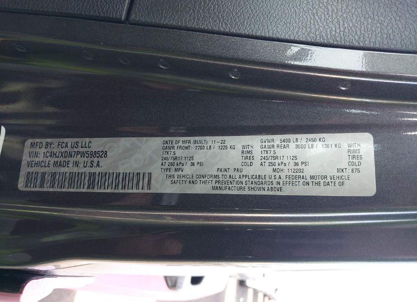 Photo 9 of 2023 Jeep Wrangler 4-DOOR SPORT 4X4 (VIN 1C4HJXDN7PW598528)