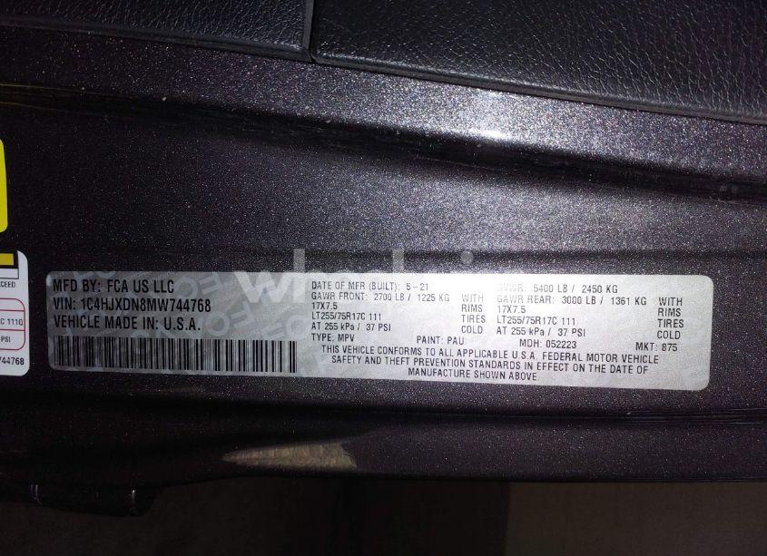 Photo 9 of 2021 Jeep Wrangler UNLIMITED WILLYS 4X4 (VIN 1C4HJXDN8MW744768)