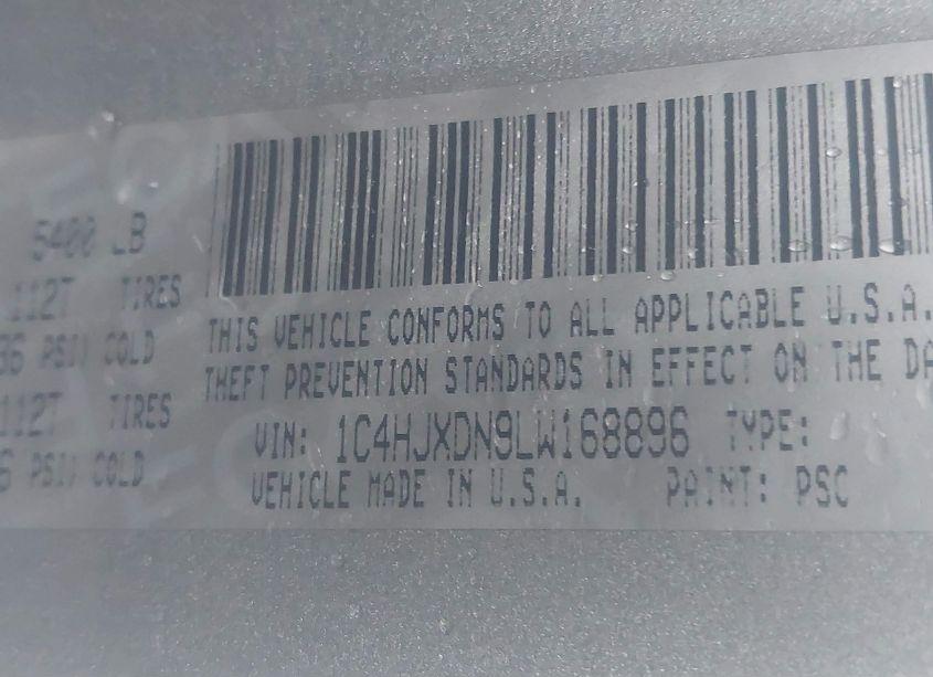 Photo 9 of 2020 Jeep Wrangler UNLIMITED SPORT S 4X4 (VIN 1C4HJXDN9LW168896)