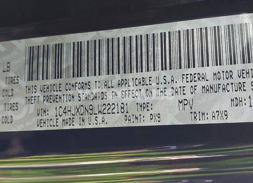 Photo 9 of 2020 Jeep Wrangler UNLIMITED SPORT 4X4 (VIN 1C4HJXDN9LW222181)