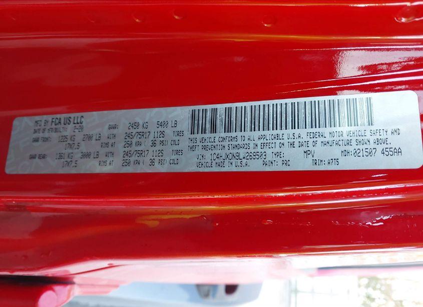 Photo 9 of 2020 Jeep Wrangler UNLIMITED SPORT S 4X4 (VIN 1C4HJXDN9LW269503)