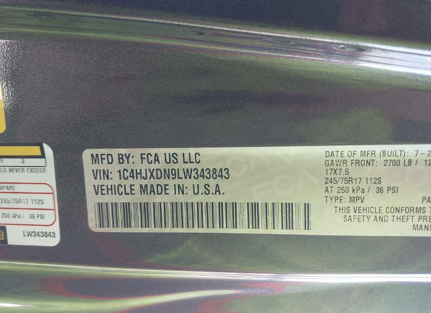 Photo 9 of 2020 Jeep Wrangler UNLIMITED SPORT S 4X4 (VIN 1C4HJXDN9LW343843)