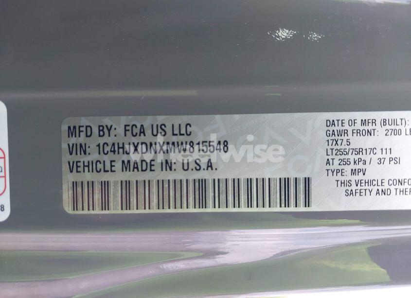 Photo 9 of 2021 Jeep Wrangler UNLIMITED WILLYS SPORT 4X4 (VIN 1C4HJXDNXMW815548)