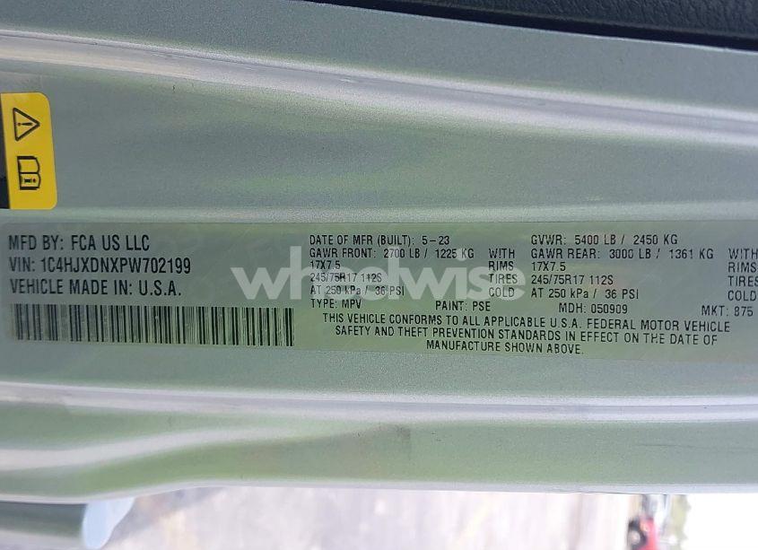 Photo 9 of 2023 Jeep Wrangler 4-DOOR SPORT S 4X4 (VIN 1C4HJXDNXPW702199)