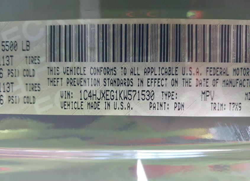 Photo 9 of 2019 Jeep Wrangler UNLIMITED SAHARA 4X4 (VIN 1C4HJXEG1KW571530)