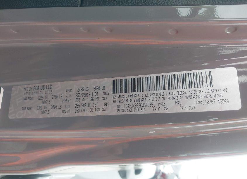 Photo 9 of 2019 Jeep Wrangler UNLIMITED SAHARA 4X4 (VIN 1C4HJXEG2KW508551)