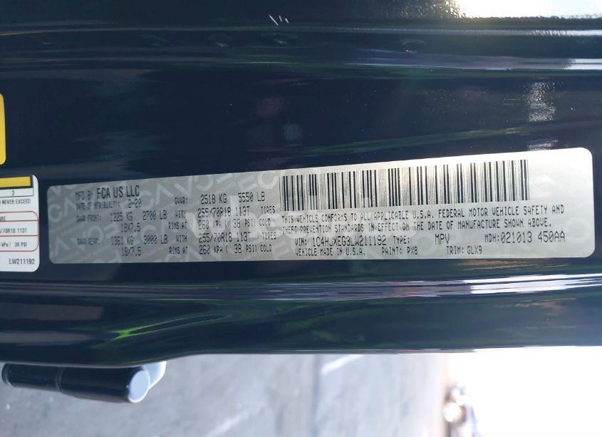 Photo 9 of 2020 Jeep Wrangler UNLIMITED SAHARA ALTITUDE 4X4 (VIN 1C4HJXEG3LW211192)