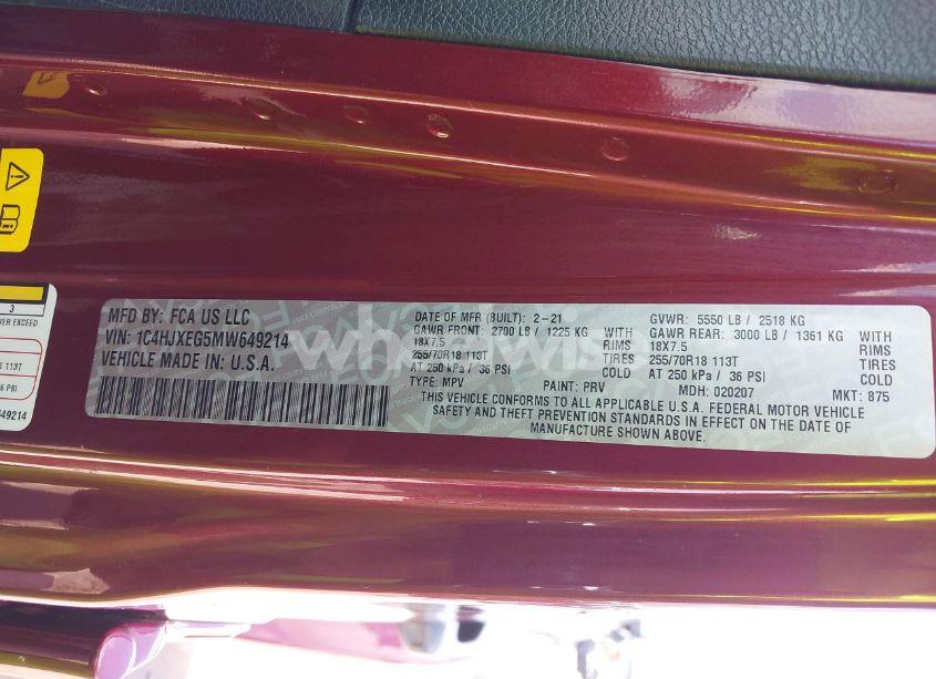 Photo 9 of 2021 Jeep Wrangler UNLIMITED SAHARA ALTITUDE 4X4 (VIN 1C4HJXEG5MW649214)