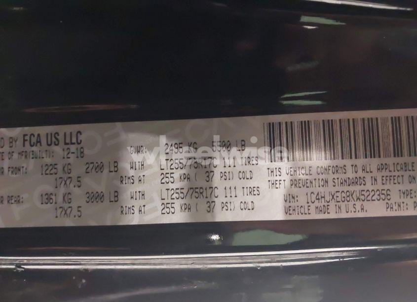 Photo 9 of 2019 Jeep Wrangler UNLIMITED MOAB 4X4 (VIN 1C4HJXEG8KW522356)