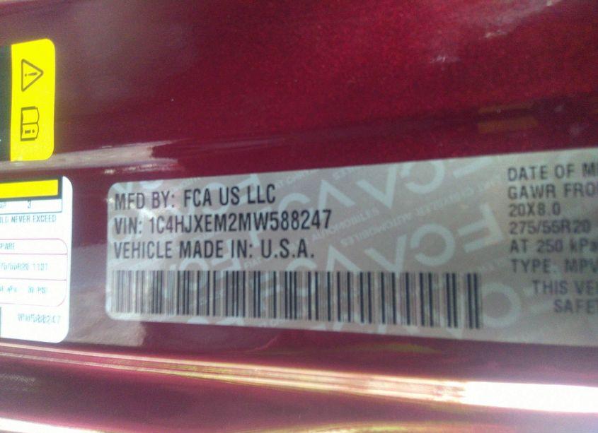 Photo 9 of 2021 Jeep Wrangler UNLIMITED HIGH ALTITUDE 4X4 (VIN 1C4HJXEM2MW588247)