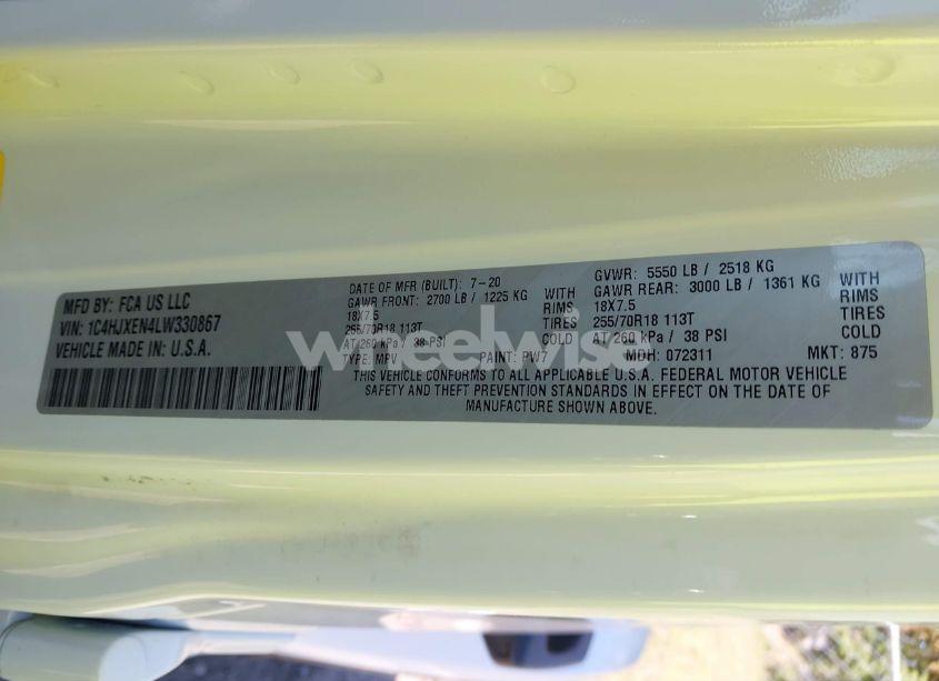 Photo 9 of 2020 Jeep Wrangler UNLIMITED SAHARA ALTITUDE 4X4 (VIN 1C4HJXEN4LW330867)