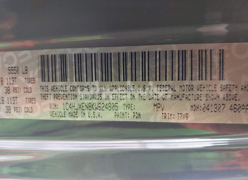 Photo 9 of 2019 Jeep Wrangler UNLIMITED SAHARA 4X4 (VIN 1C4HJXEN8KW624805)