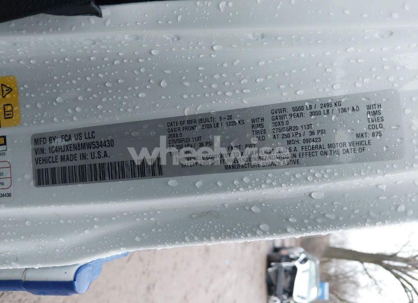 Photo 9 of 2021 Jeep Wrangler UNLIMITED HIGH ALTITUDE 4X4 (VIN 1C4HJXEN8MW534430)