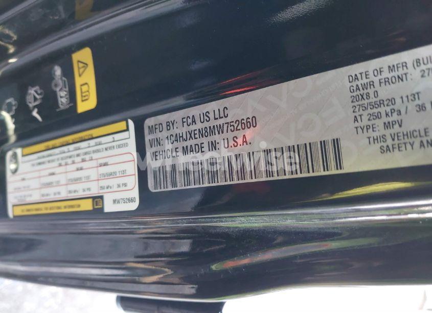 Photo 9 of 2021 Jeep Wrangler UNLIMITED HIGH ALTITUDE 4X4 (VIN 1C4HJXEN8MW752660)