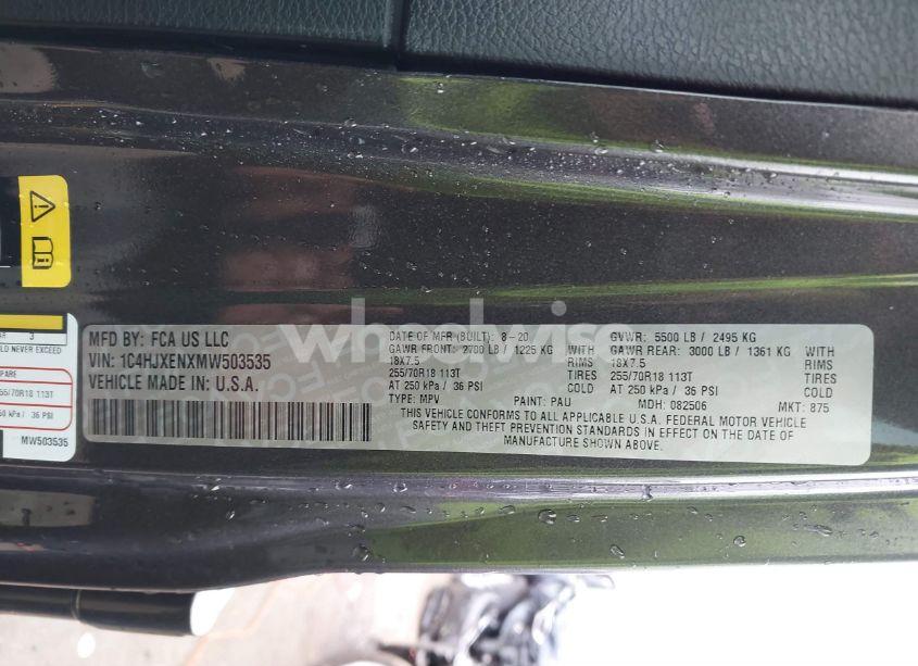 Photo 9 of 2021 Jeep Wrangler UNLIMITED SAHARA 4X4 (VIN 1C4HJXENXMW503535)